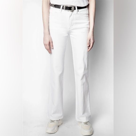 Zadig and Voltaire Pistol Blanc Flare White Jeans - Picture 1 of 13